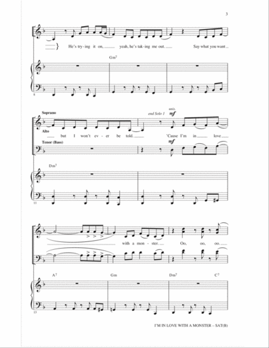 I'm In Love With A Monster 4-Part scores gallery preview page 2