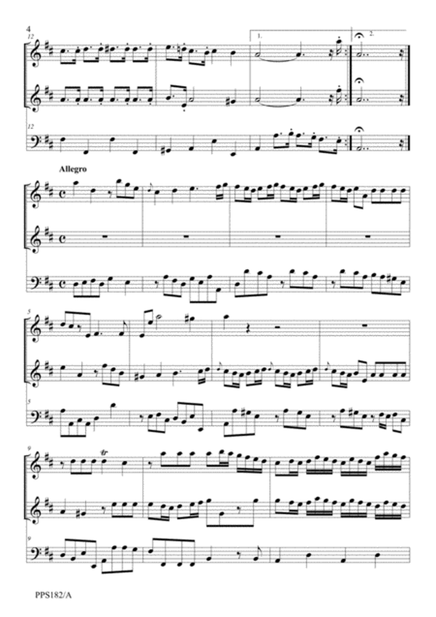 GIUSEPPE SAMMARTINI TRIO SONATA IN D Opus 1 No. 1for 2 flutes & basso