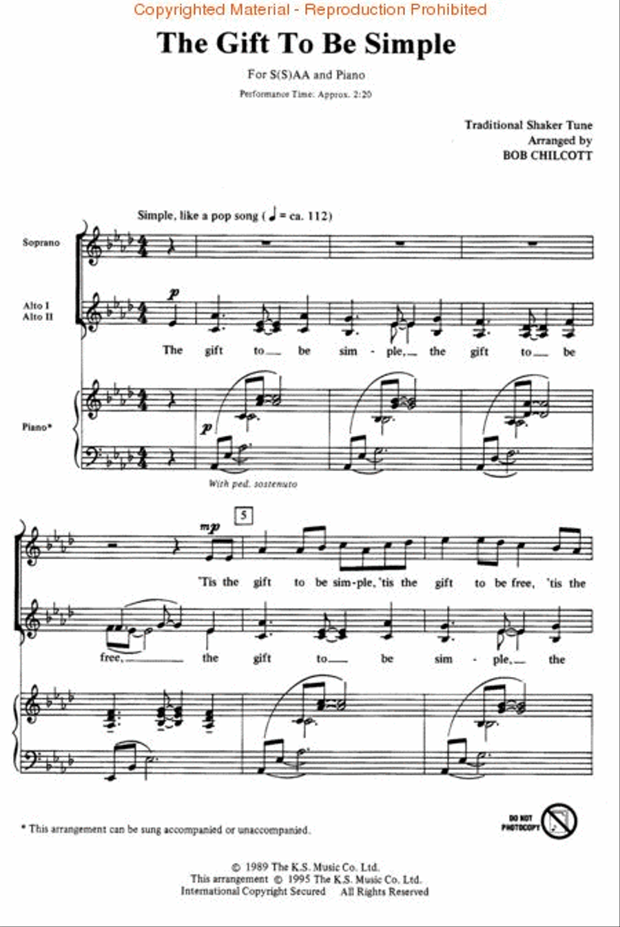 The Gift to Be Simple The Gift to Be Simple SSAA scores gallery preview page 2