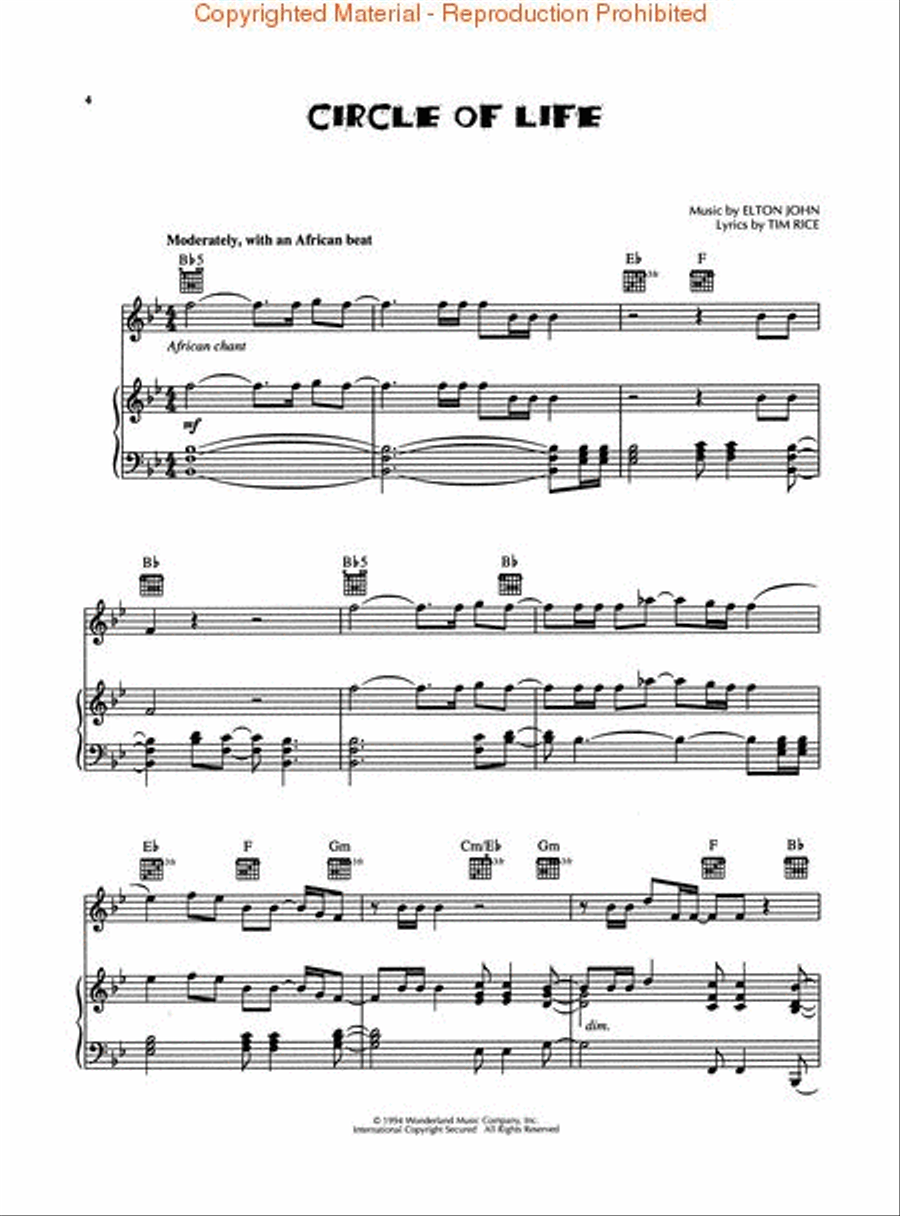 The Lion King Piano, Vocal, Guitar scores gallery preview page 2