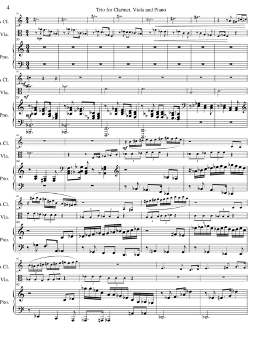 Trio #2 for Clarinet, Viola, and Piano Small Ensemble scores gallery preview page 4