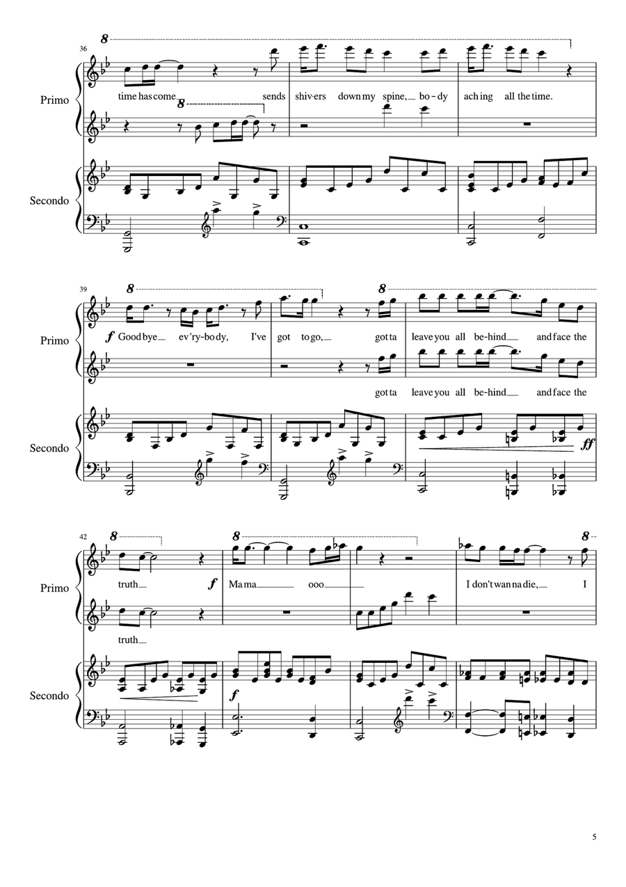 Bohemian Rhapsody Bohemian Rhapsody Piano scores gallery preview page 5