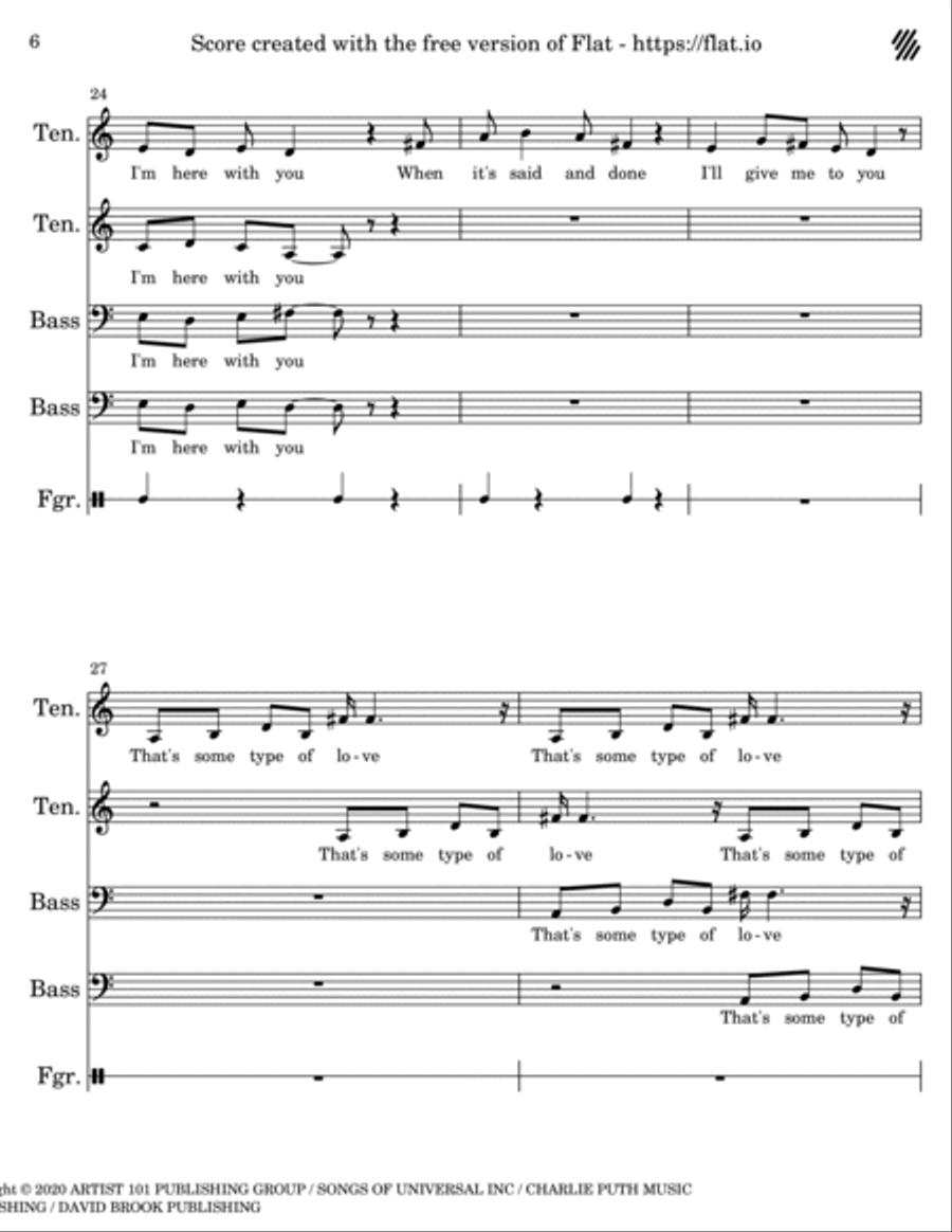 Some Type Of Love TTBB scores gallery preview page 6
