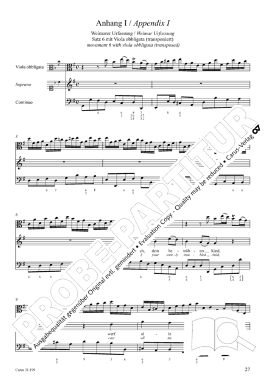 My heart is bathed in blood (Mein Herze schwimmt im Blut) Piccolo scores gallery preview page 28