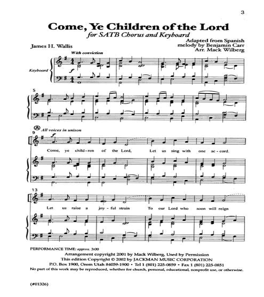 Come Ye Children of the Lord - SATB 4-Part scores gallery preview page 2