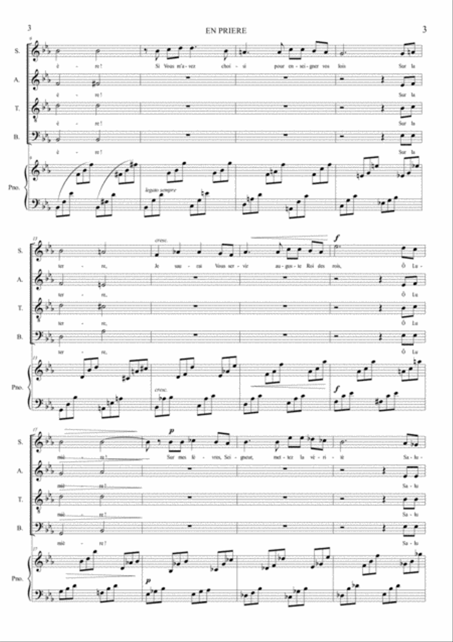EN PRIERE - G. Faurè - Arr. for SATB Choir and Piano 4-Part scores gallery preview page 3
