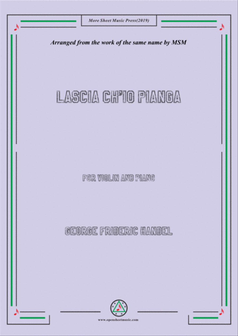 Handel-Lascia ch'io pianga,for Violin and Piano Violin Solo scores gallery preview page 1