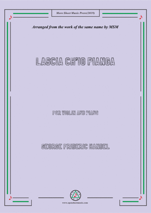 Book cover for Handel-Lascia ch'io pianga,for Violin and Piano