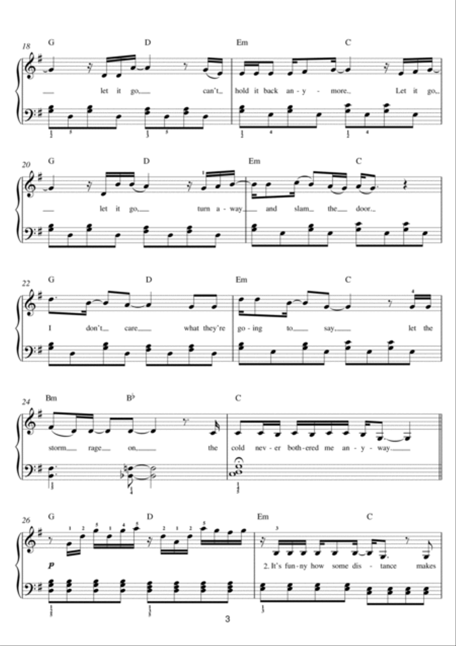 Let It Go (from Frozen) Easy Piano scores gallery preview page 3