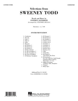 Book cover for Selections from Sweeney Todd (arr. Stephen Bulla) - Full Score