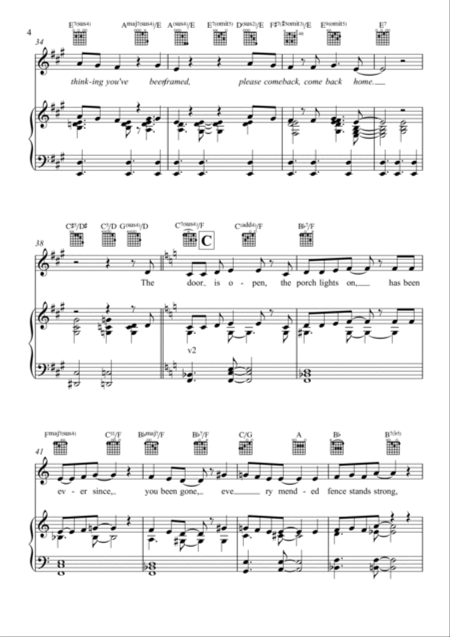 Come Back Home Piano, Vocal, Guitar scores gallery preview page 4
