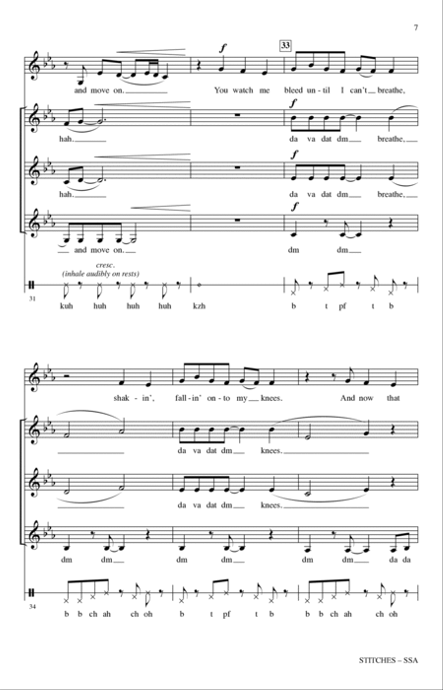 Stitches (arr. Brandy Kay Riha) SSA scores gallery preview page 6