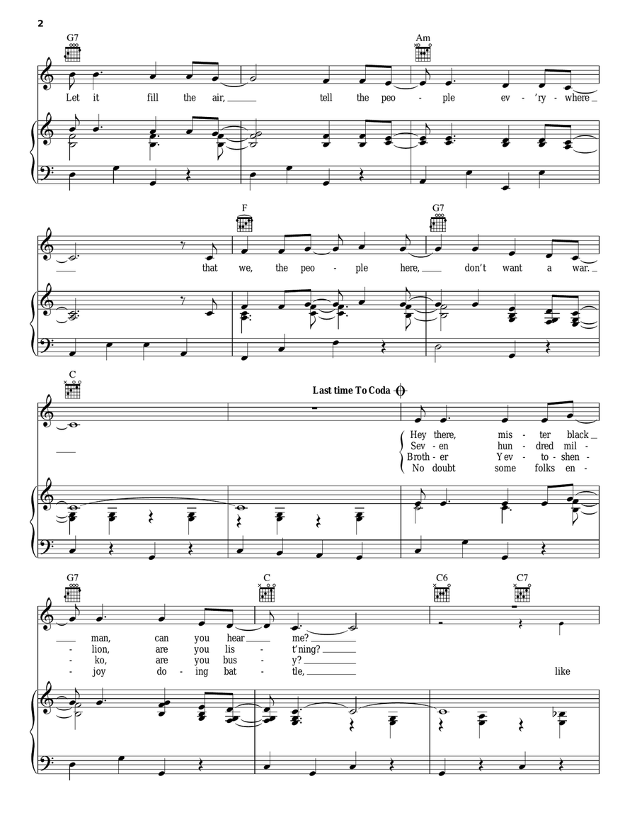 Simple Song Of Freedom Piano, Vocal, Guitar scores gallery preview page 2