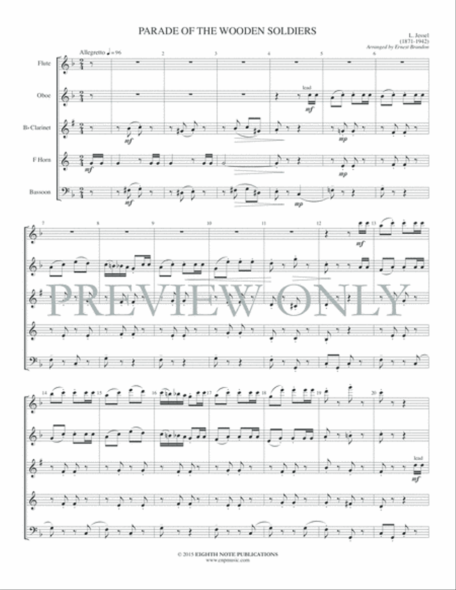 Parade of the Wooden Soldiers Woodwind Quintet scores gallery preview page 3