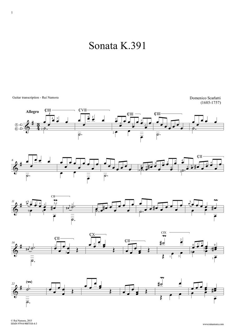 Sonata K.391 in G Major Sonata K.391 in G Major Classical Guitar scores gallery preview page 2