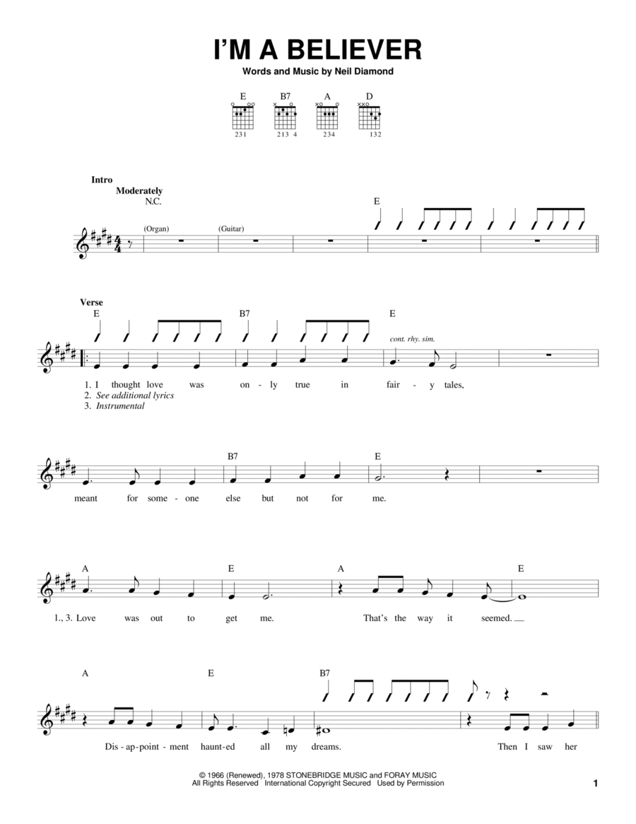 I'm A Believer Acoustic Guitar scores gallery preview page 1