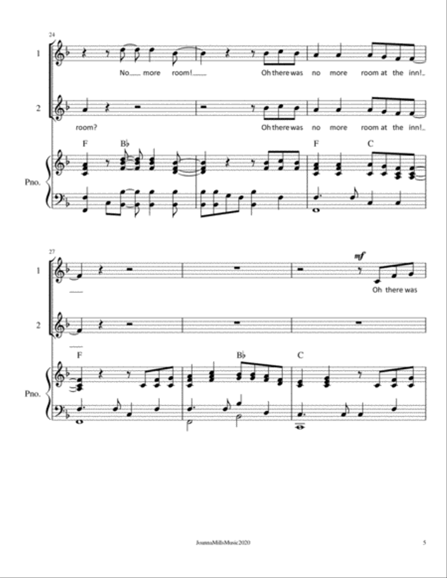 No More Room at the Inn! (An Original Children's Christmas Anthem for 2-Part Choir) 2-Part scores gallery preview page 6