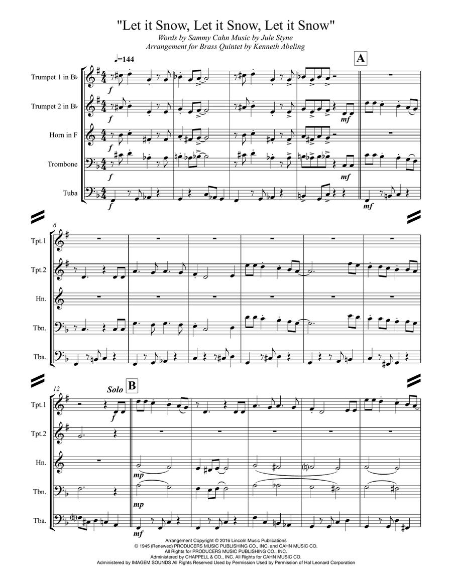 Let It Snow! Let It Snow! Let It Snow! Brass Ensemble scores gallery preview page 2
