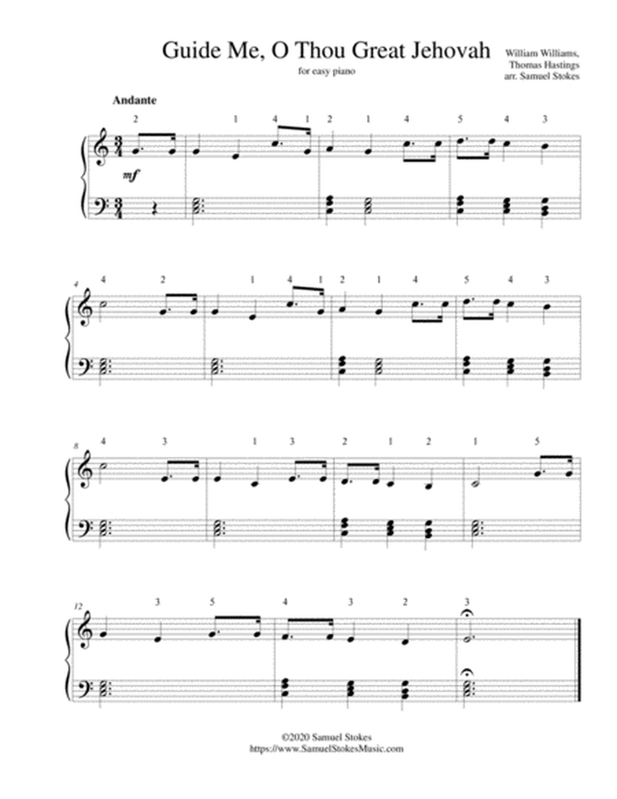 Guide Me, O Thou Great Jehovah (Thomas Hastings setting) - for easy piano image number null