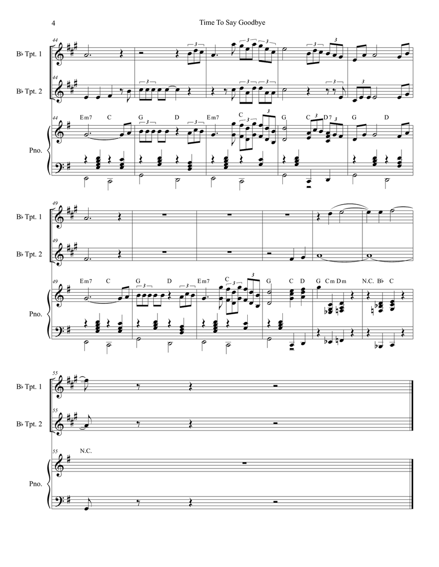 Time To Say Goodbye Trumpet Duet scores gallery preview page 4