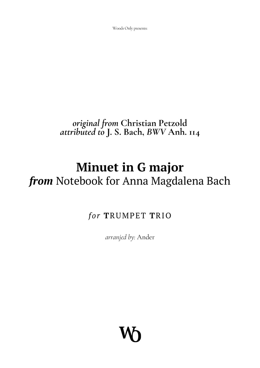 Minuet in G major by Bach for Trumpet Trio Trumpet Trio scores gallery preview page 1