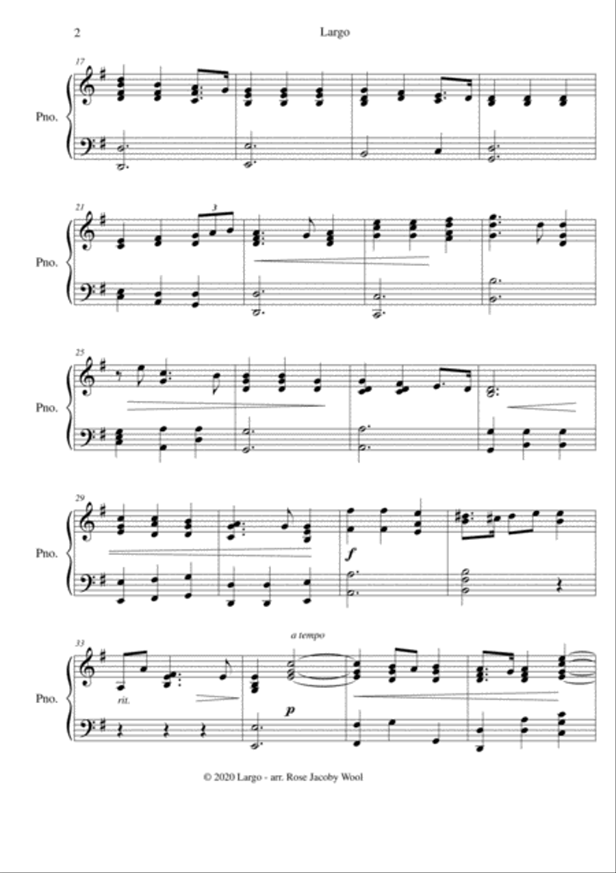 Largo (Haendel) - piano solo Piano Solo scores gallery preview page 2