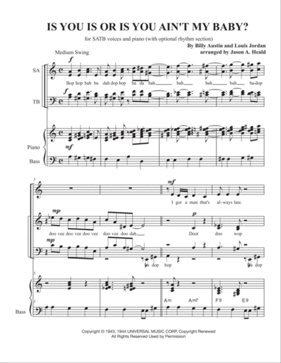 Is You Is, Or Is You Ain't (ma' Baby) 4-Part scores gallery preview page 3
