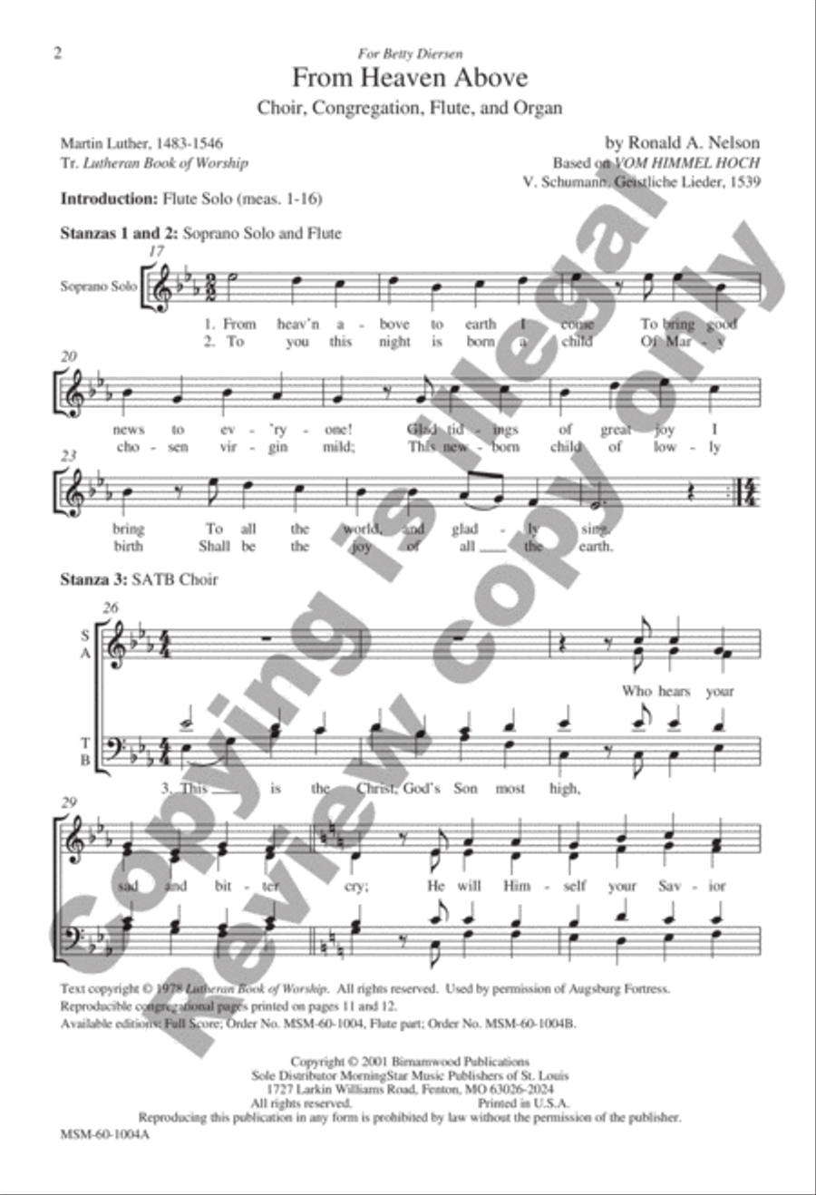 From Heaven Above 4-Part scores gallery preview page 2