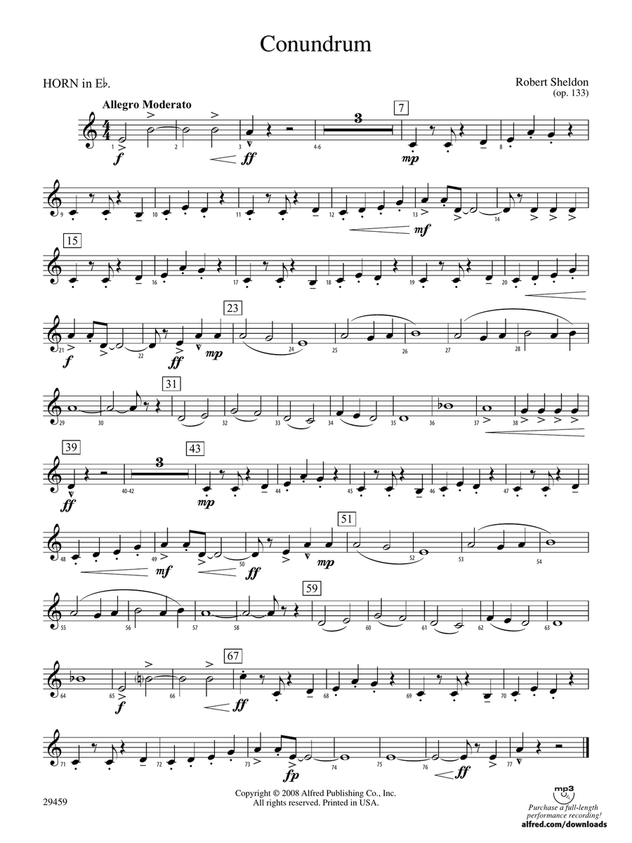 Conundrum: (World Part) 1st Horn in E-flat