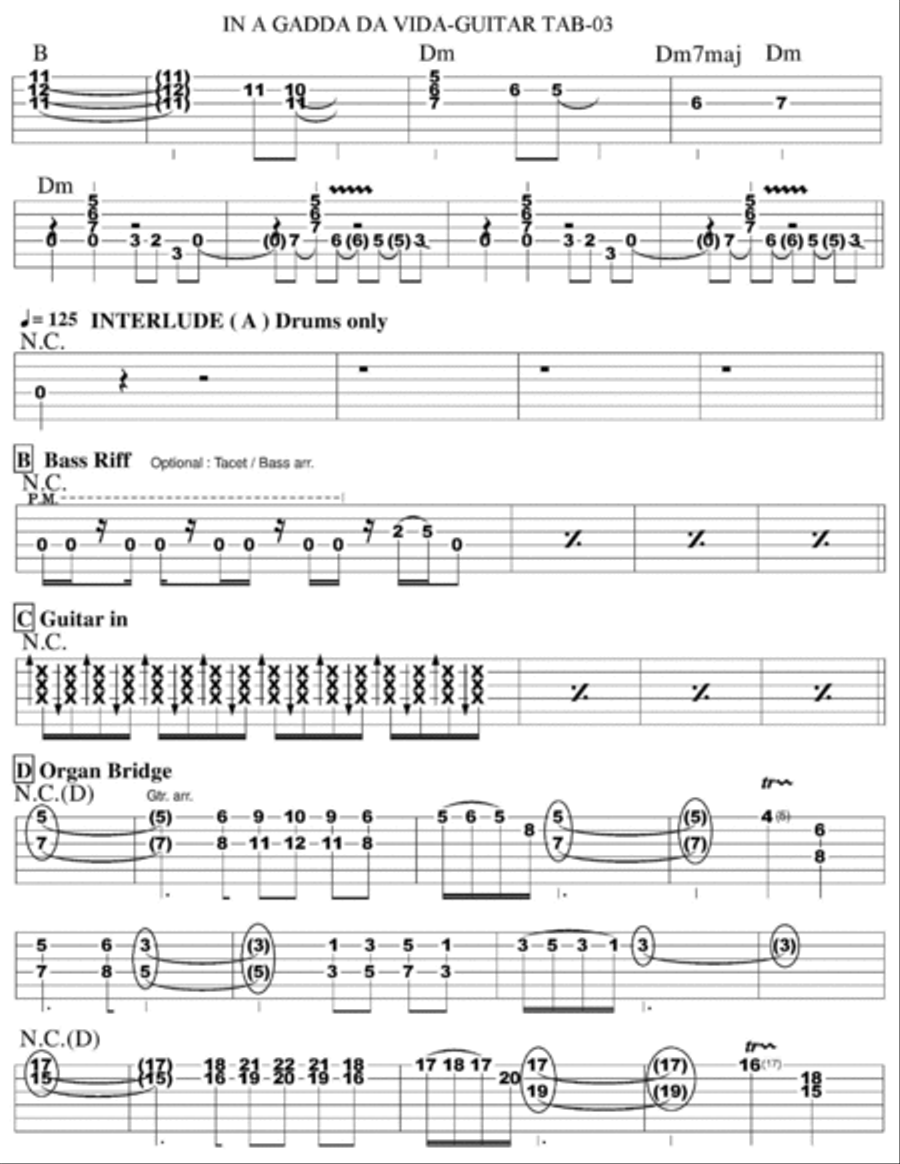 In-a-gadda-da-vida Guitar Tablature scores gallery preview page 3