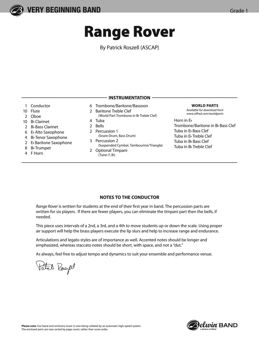 Range Rover: Score - Concert Band - Digital Sheet Music | Sheet Music Plus