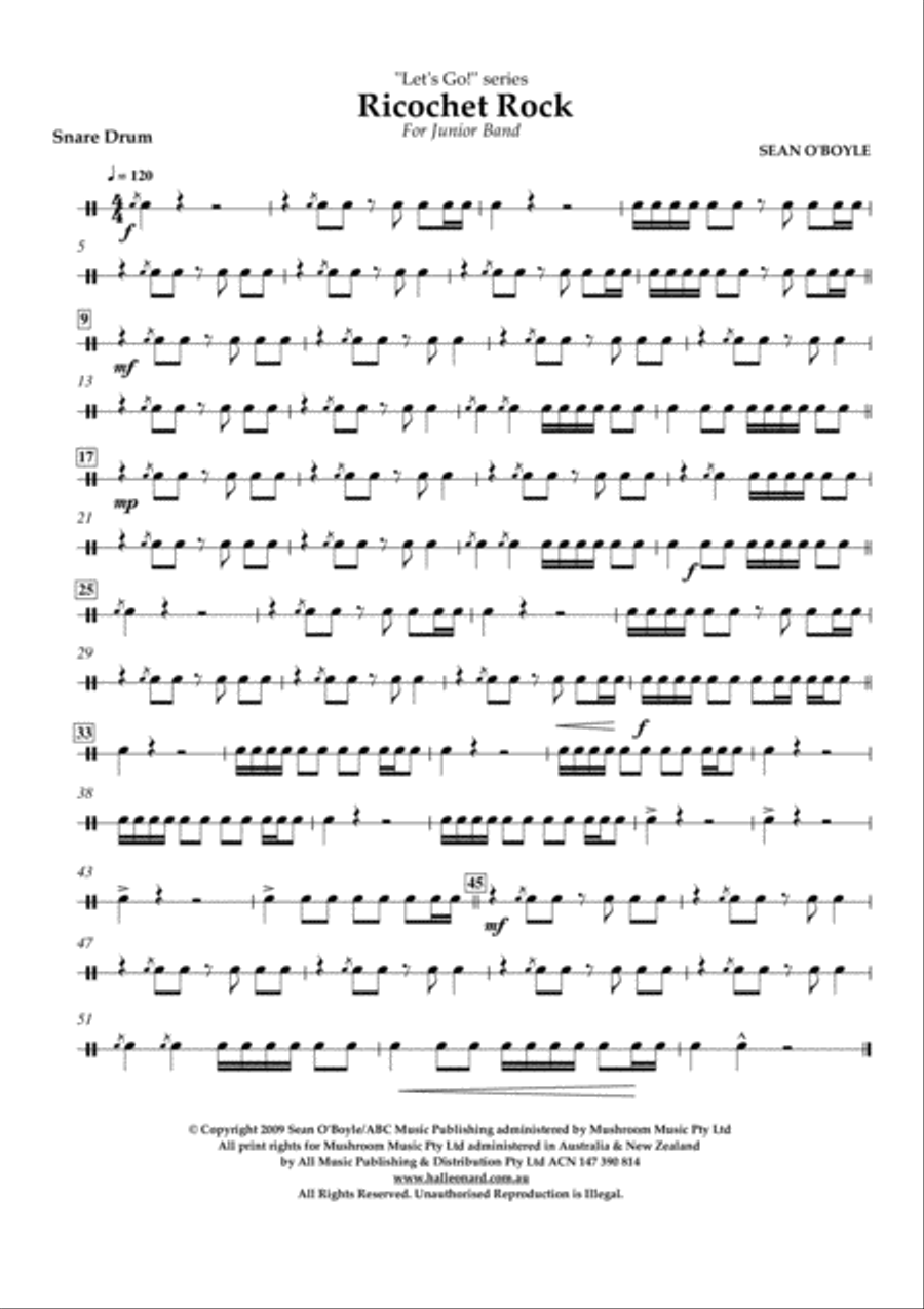 Ricochet Rock - Snare Drum Concert Band scores gallery preview page 1