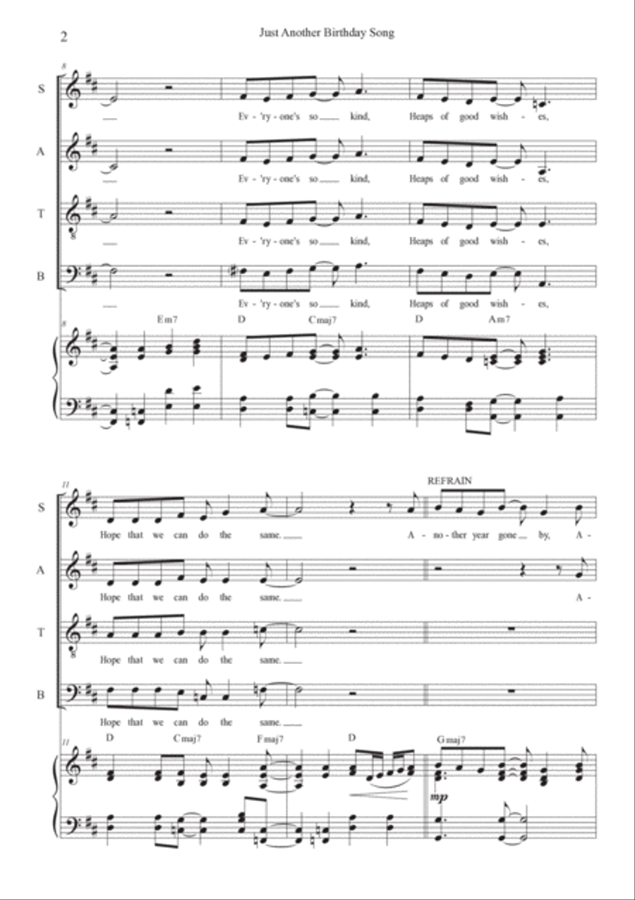 Just Another Birthday Song - SATB Edition 4-Part scores gallery preview page 2