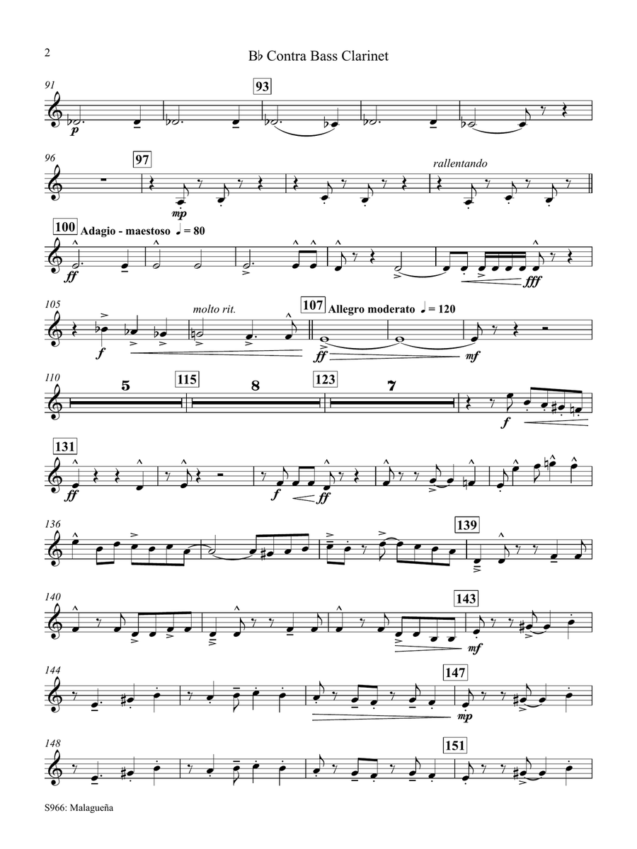 Malagueña (from Andalucia) (arr. James Barnes) - Bb Contra Bass Clarinet Concert Band scores gallery preview page 2
