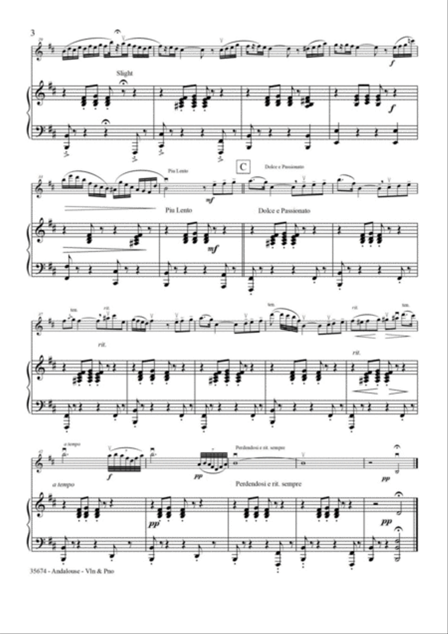 ANDALOUSE – VIOLIN & PIANO Violin Solo scores gallery preview page 4