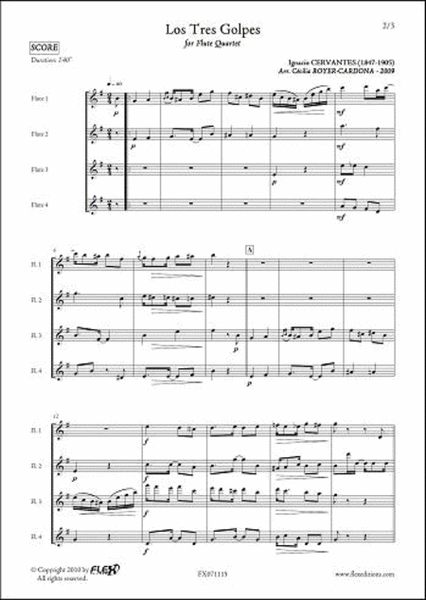 Los Tres Golpes by Ignacio Cervantes Flute - Sheet Music