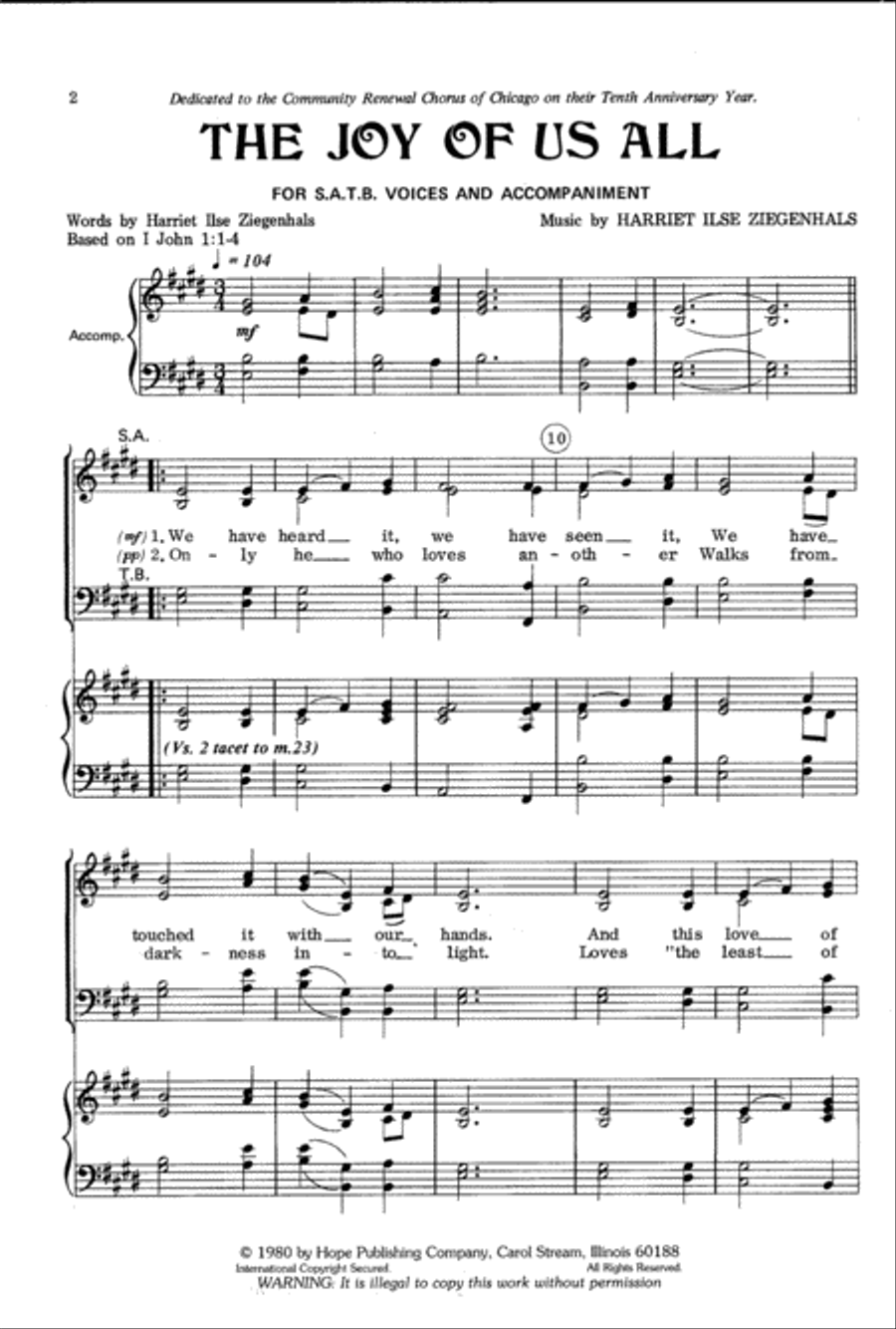 The Joy of Us All! 4-Part scores gallery preview page 2