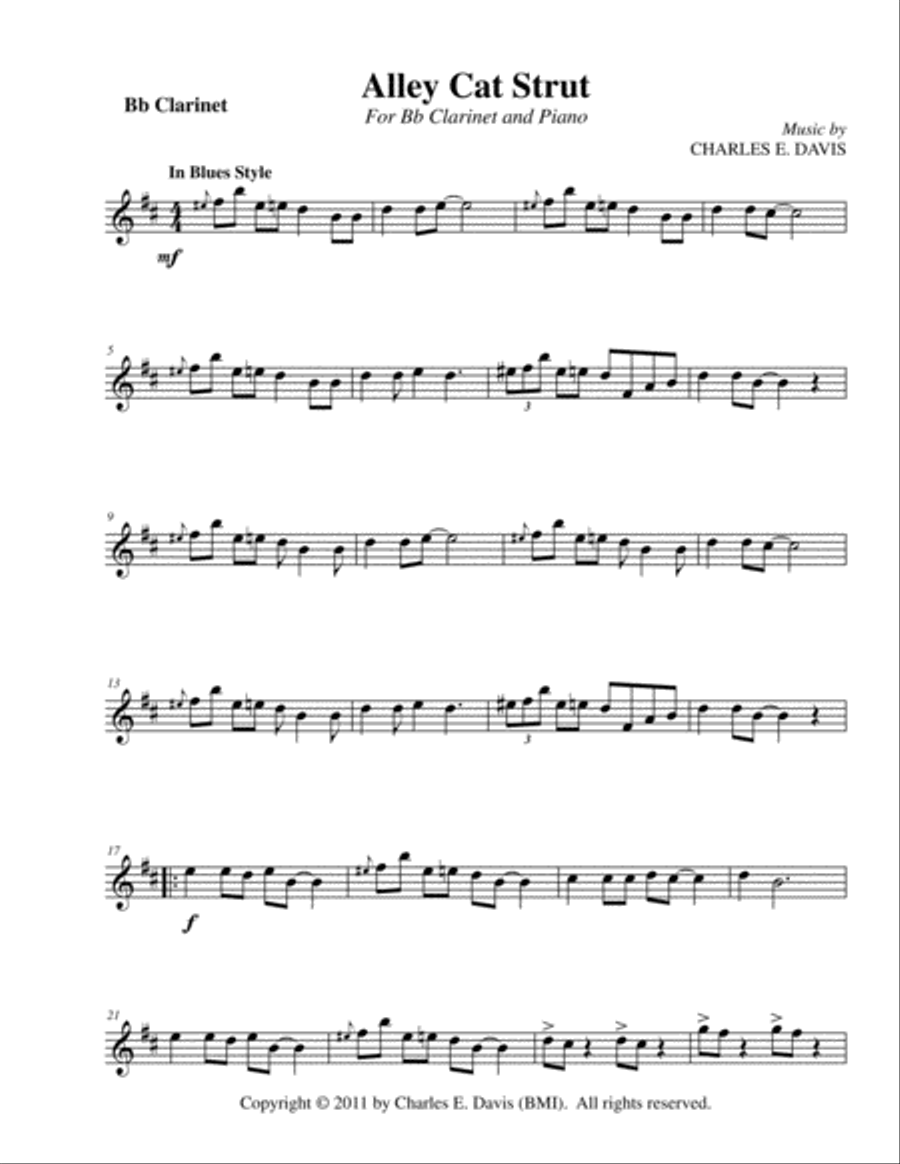 Alley Cat Strut - B Flat Clarinet and Piano Jazz Ensemble scores gallery preview page 3