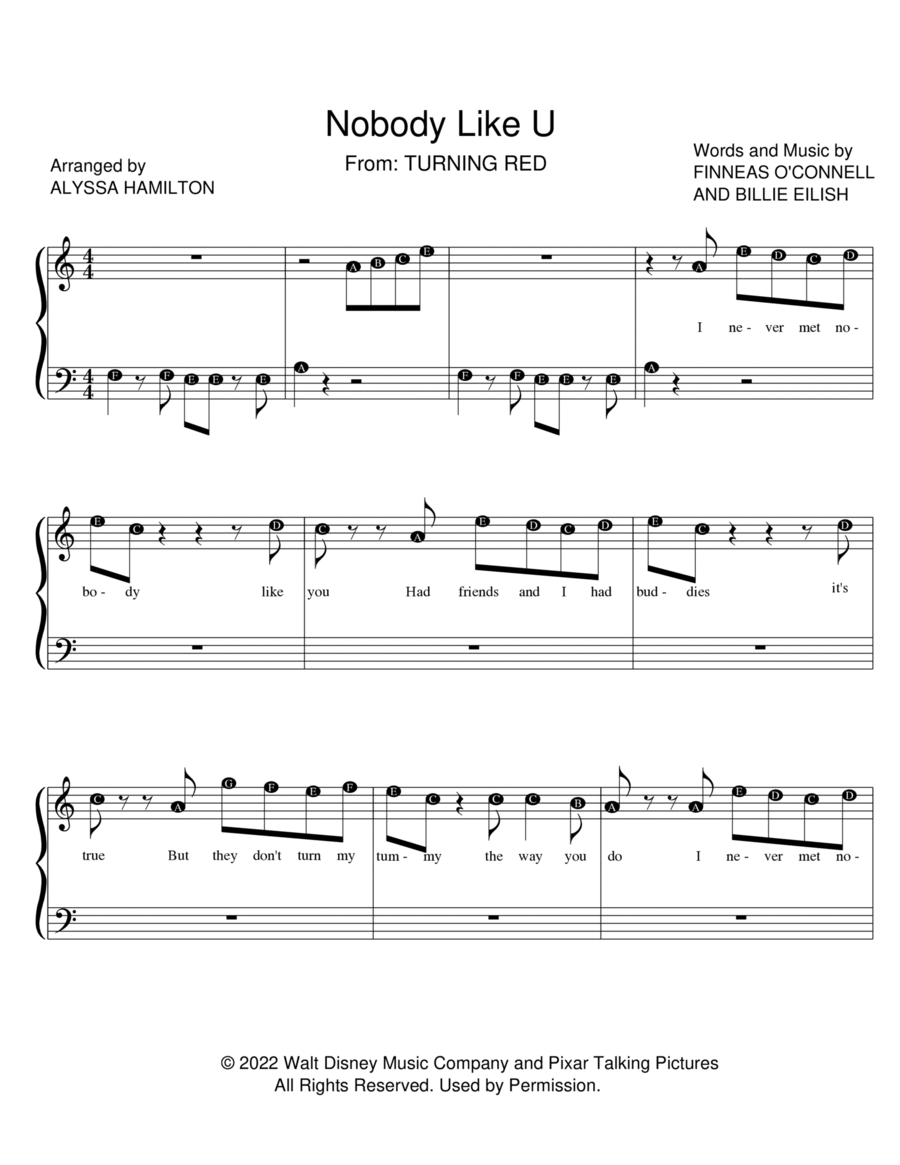 Nobody Like U Easy Piano scores gallery preview page 1