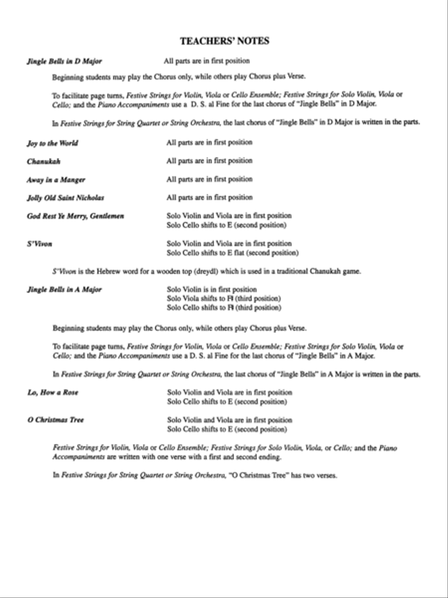 Festive Strings for Solo Instruments