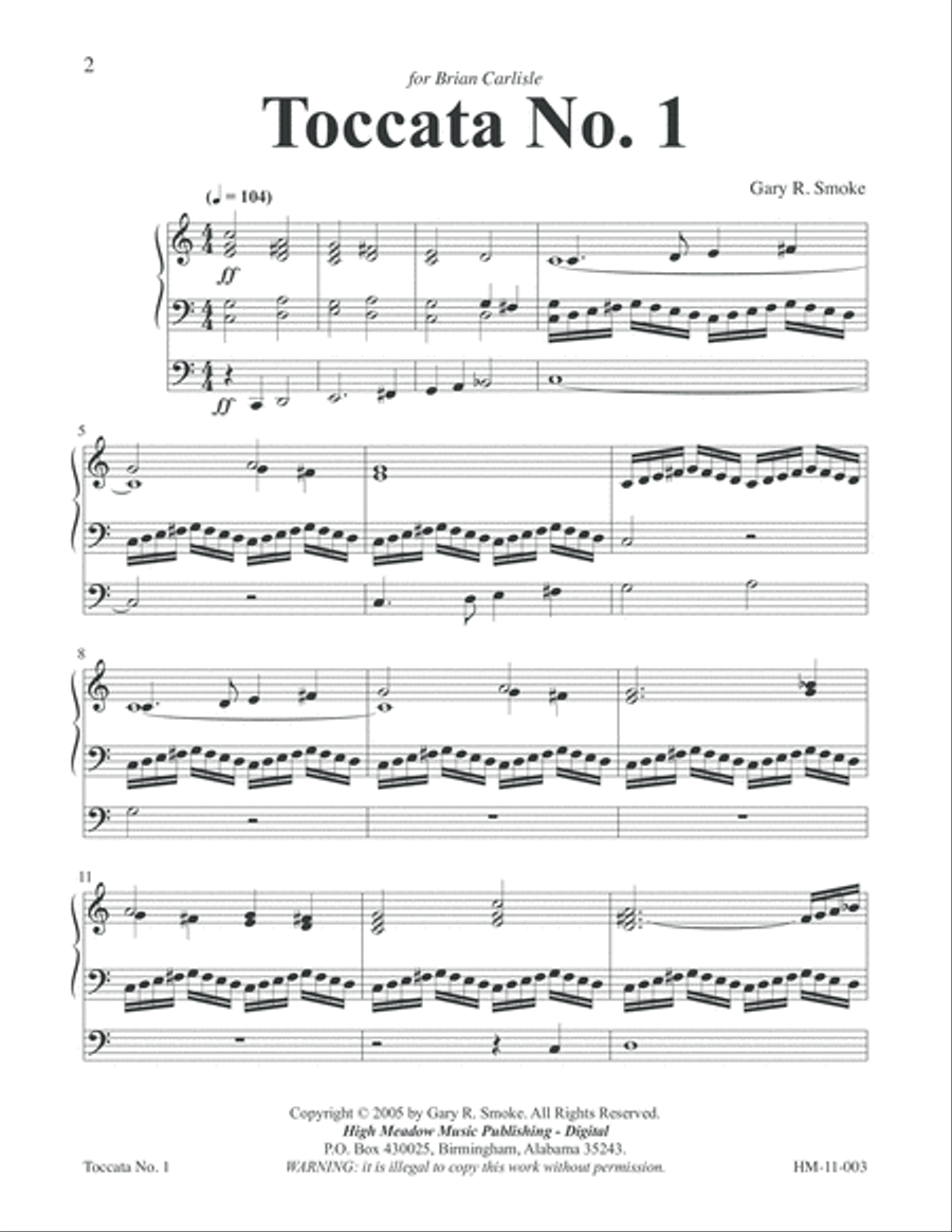 Toccata No. 1 Organ Solo scores gallery preview page 2