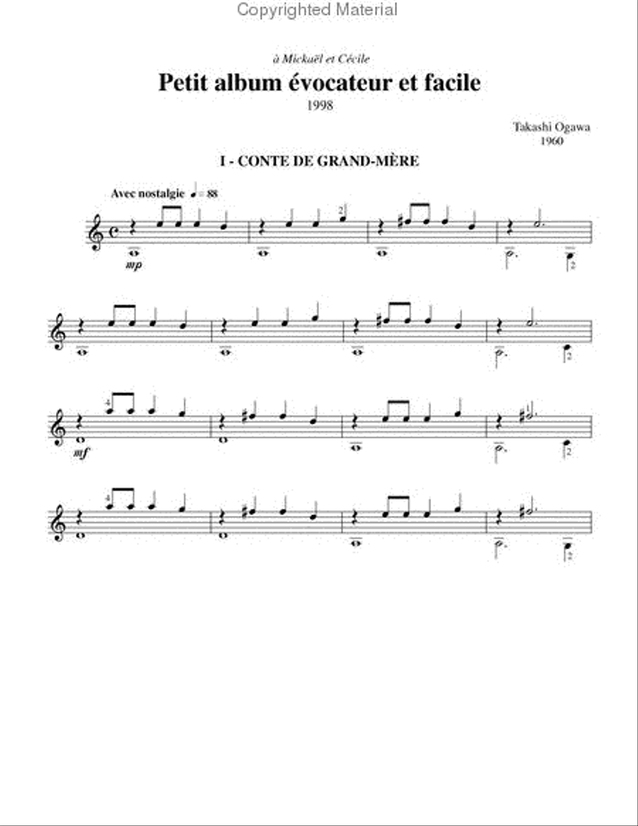 Petit album évocateur et facile, vol. 1 Classical Guitar scores gallery preview page 2