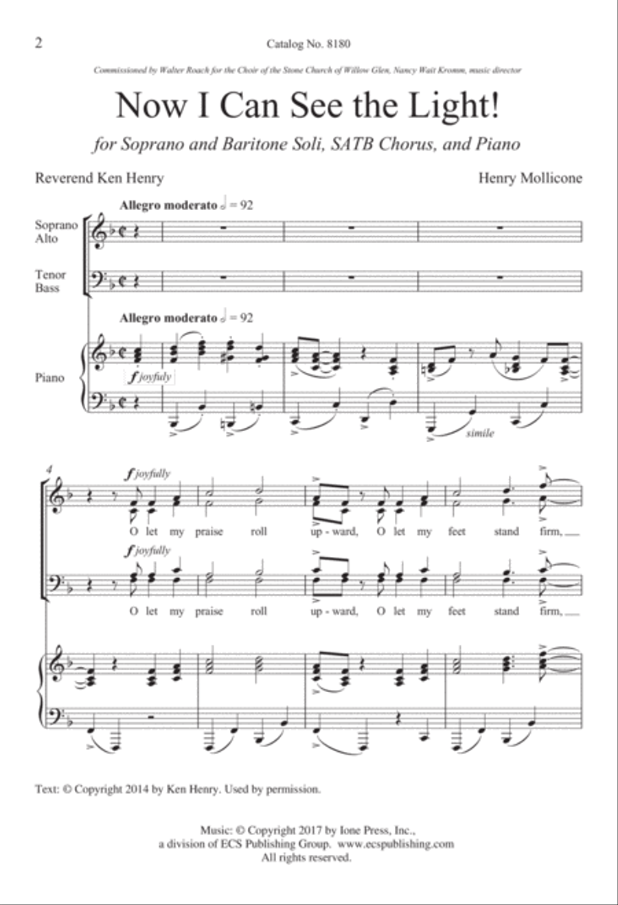 Now I Can See the Light! 4-Part scores gallery preview page 2