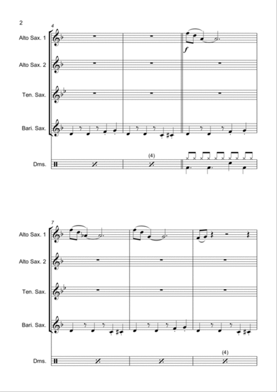 Mission: Impossible Theme from the Paramount Television Series MISSION: IMPOSSIBLE Saxophone Quartet scores gallery preview page 4