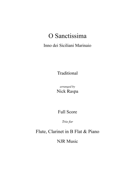 O Sanctissima - Trio for Flute, Clarinet & Piano - Complete set image number null