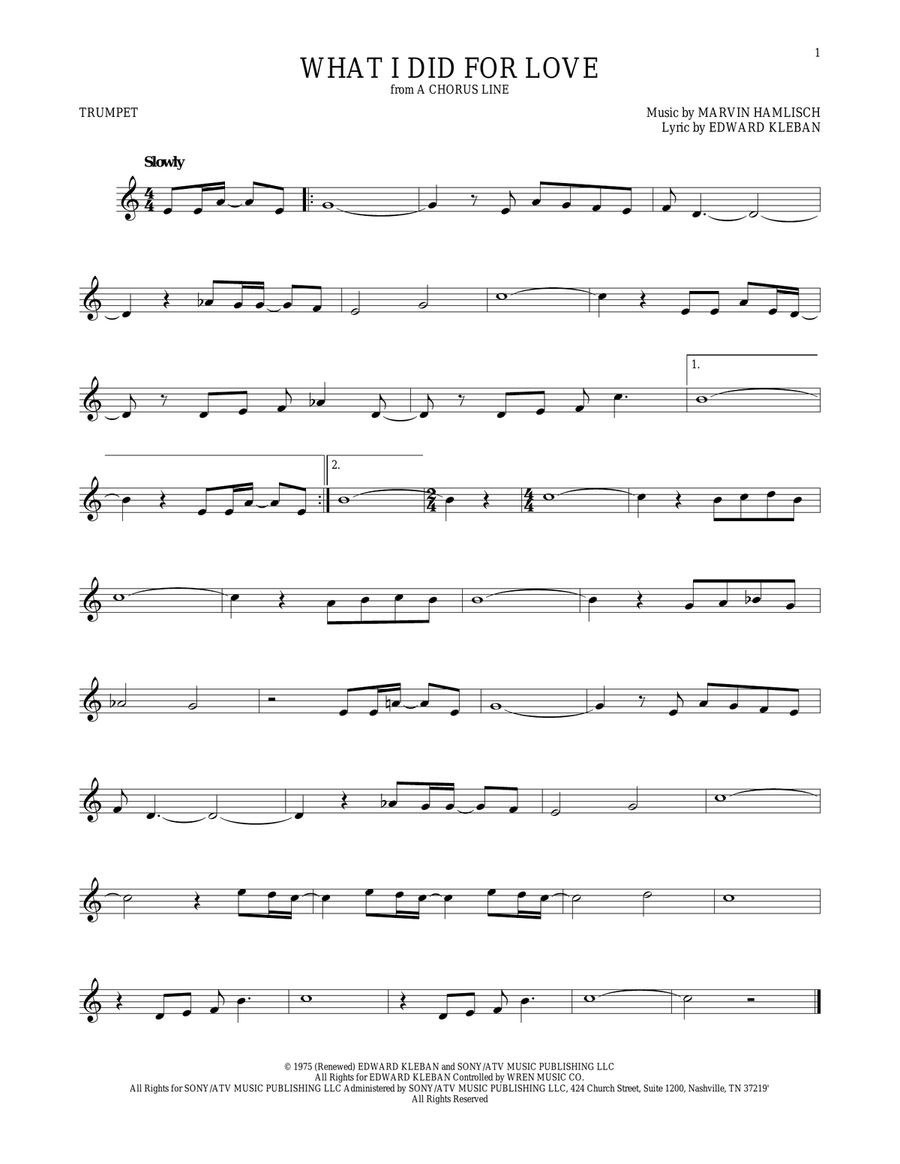 What I Did For Love What I Did For Love Trumpet Solo scores gallery preview page 1
