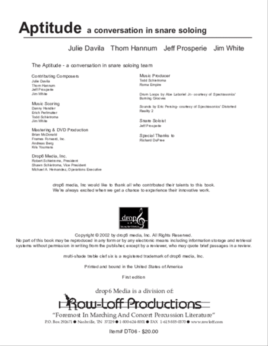 Aptitude - a conversation in snare soloing Percussion scores gallery preview page 2