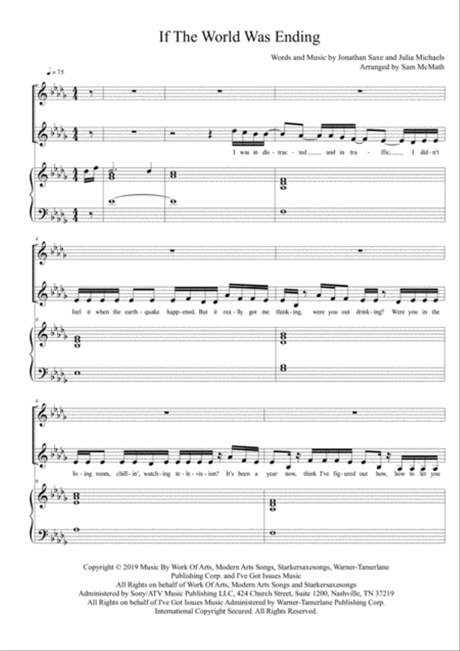 If The World Was Ending Voice scores gallery preview page 1