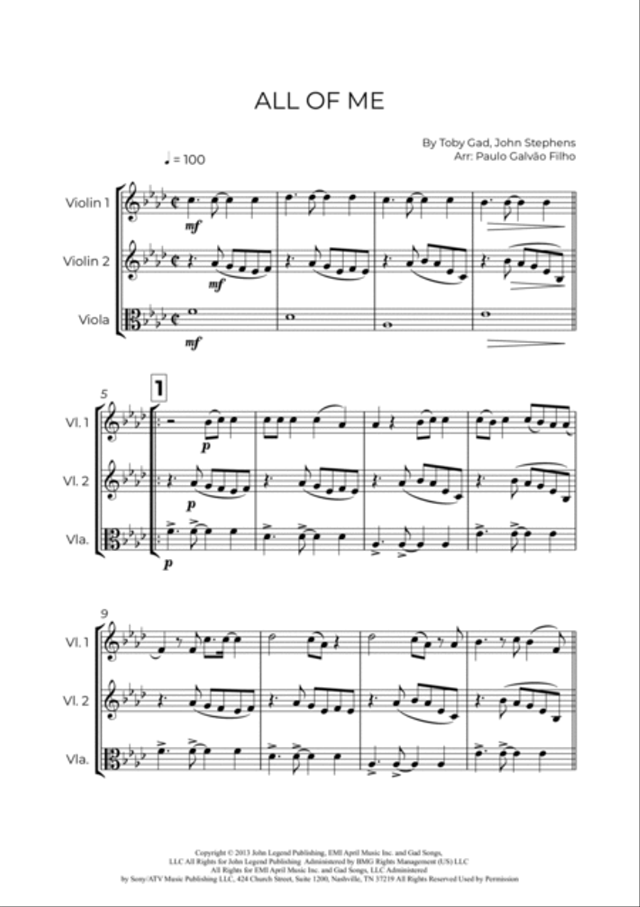 All Of Me All Of Me String Trio scores gallery preview page 2