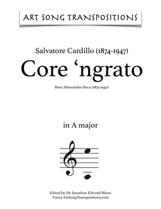 CARDILLO: Core 'ngrato (transposed to A major)